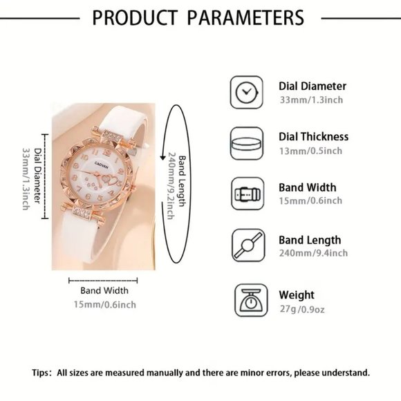 Women's Watch Cute Heart Quartz Watch Elegant Rhinestone Analog Wrist Watch - Picture 2 of 3